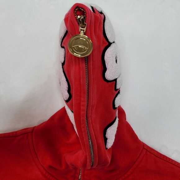 Devil Nut Under Red Flag Burning Embroidered Heavyweight Hoodie Size XS - Picture 8 of 13